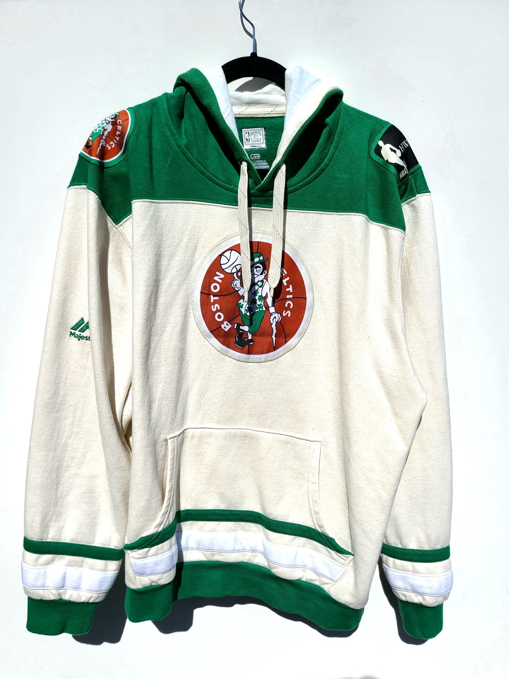 Majestic Boston Celtics Hardwood Classics pullover hoodie - Cream/Green (Size L)